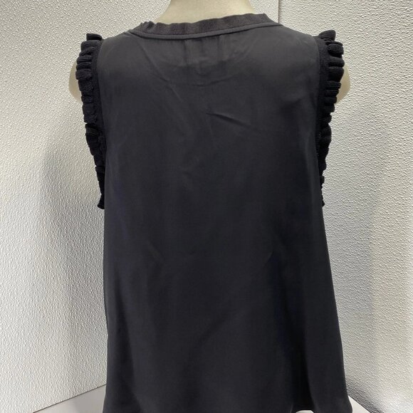 NEW CINQ A SEPT Women’s Lenore Silk Sleeveless Blouse – Black – Size XL - Picture 6 of 15